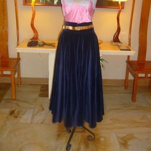 Vintage Anne Klein velour deep blue long skirt.